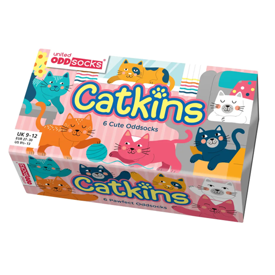 Catkins – United Oddsocks – 6 Udda Strumpor Presentbox – Storlek 27–30