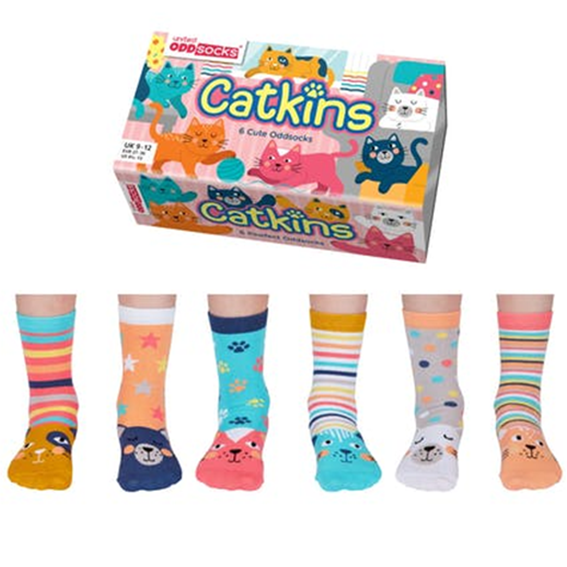 Catkins – United Oddsocks – 6 Udda Strumpor Presentbox – Storlek 27–30