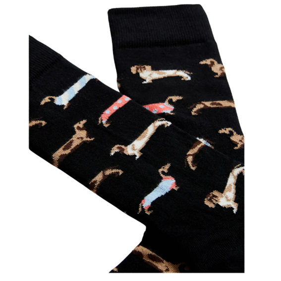 HUC01 - Dachshund – Ekologiska Bomullsstrumpor – Svart – 36–40 41-46 - Bild 2