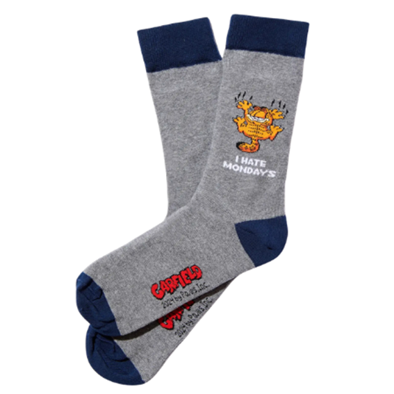 Garfield Hate Mondays – Grå Strumpor – Ekologisk Bomull – Storlek 36–40