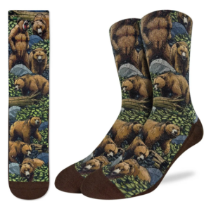Grizzly Bears in the Forest – Good Luck Sock – Björnstrumpor – Active Fit – Storlek 40–46