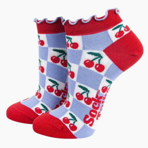 Strumpor – Cherry Checkerboard Bamboo Låg – 36–40