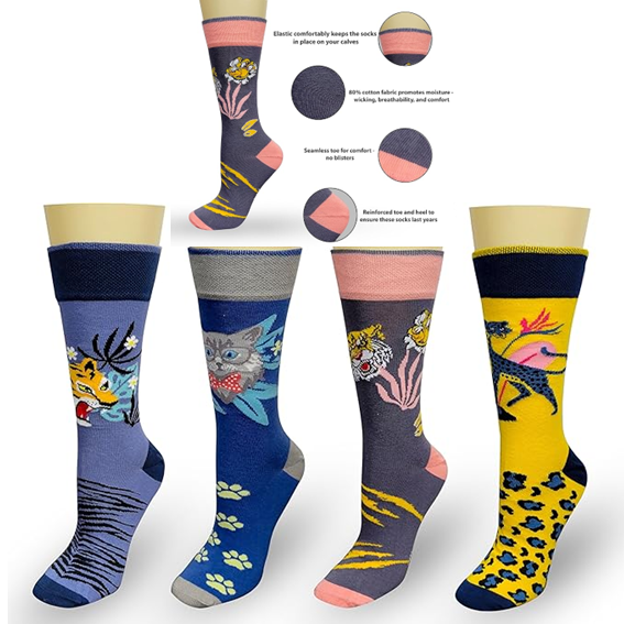 Strumpor – Moustard – World of Cats Present Box (4-pack) – 36–40, 41–46