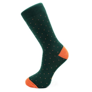 Strumpor – Slopes & Town – Pine Green with Orange Dots Bamboo – 42–46