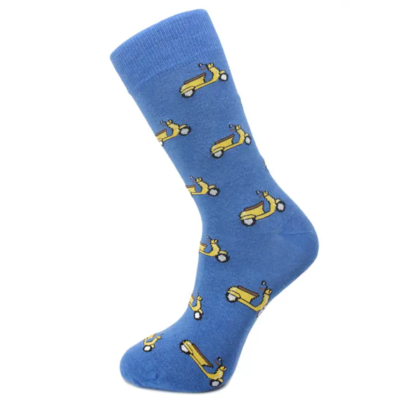 Strumpor – Slopes & Town – Sky Blue & Yellow Vespa Bamboo – 40–44