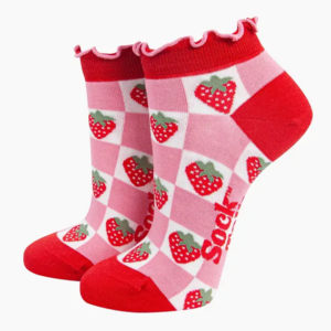 Strumpor – Strawberry Checkerboard Bamboo Låg – 36–40