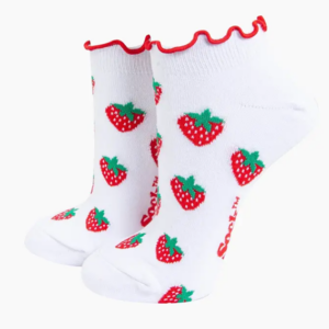 Strumpor – Strawberry Frilled Cuff Bomull Låg – 36–40